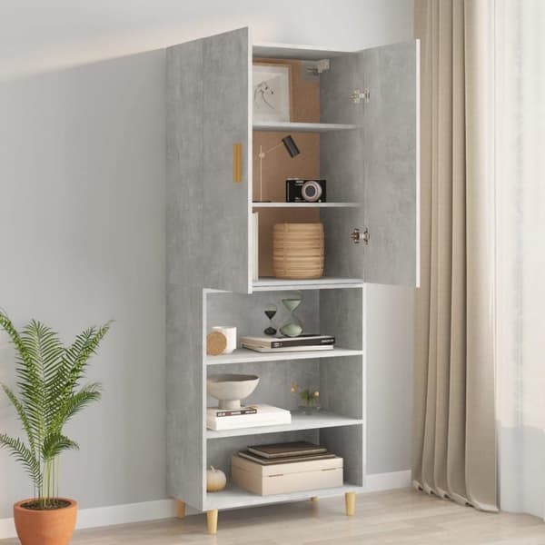 vidaXL Hengende veggskap betonggrå 69,5x34x90 cm