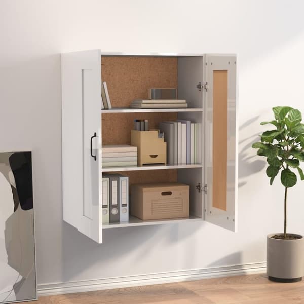 vidaXL Hengende veggskap høyglans hvit 69,5x32,5x90 cm