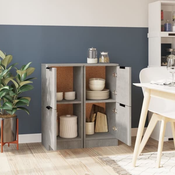 vidaXL skænke 2 stk. 30x30x70 cm konstrueret træ betongrå