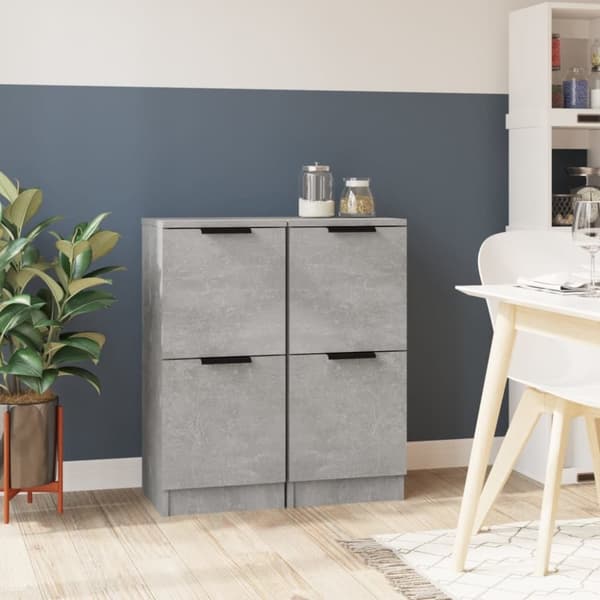 vidaXL skænke 2 stk. 30x30x70 cm konstrueret træ betongrå