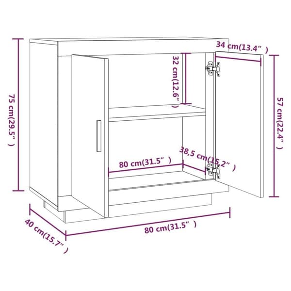 vidaXL Senkki betoninharmaa 80x40x75 cm tekninen puu