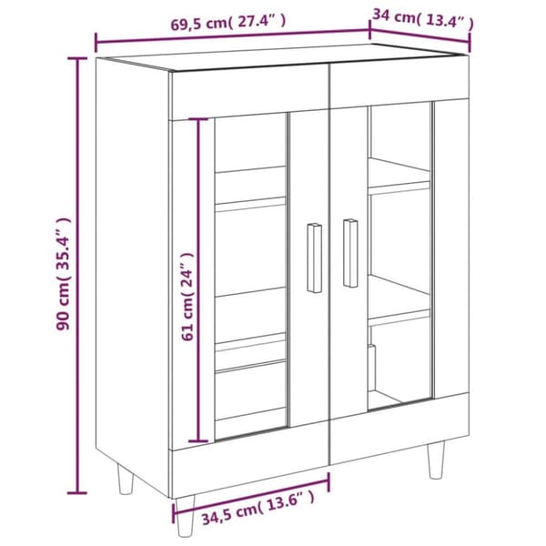 vidaXL skænk 69,5x34x90 cm konstrueret træ betongrå