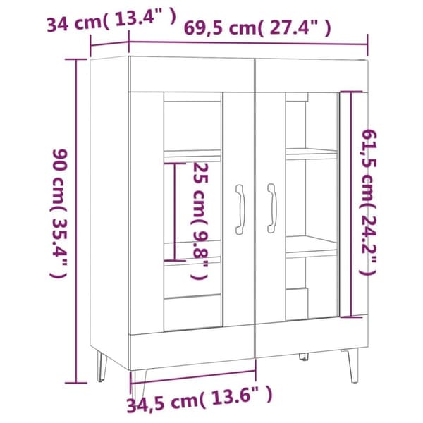 vidaXL Senkki betoninharmaa 69,5x34x90 cm tekninen puu