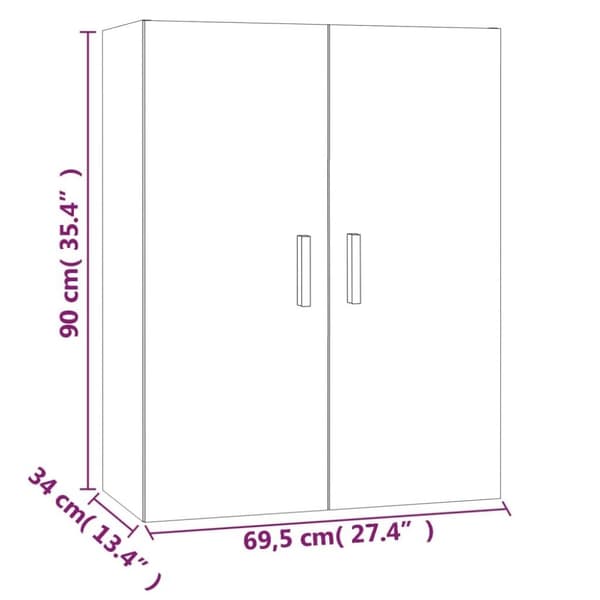 vidaXL vægskab 69,5x34x90 cm sort