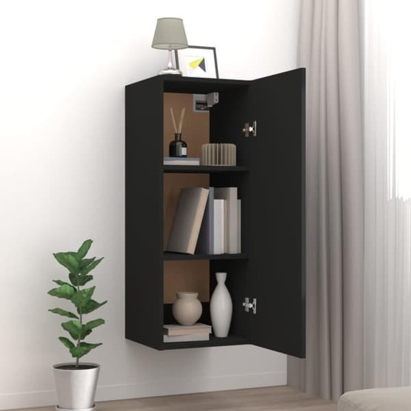 vidaXL Veggskap svart 34,5x34x90 cm konstruert tre