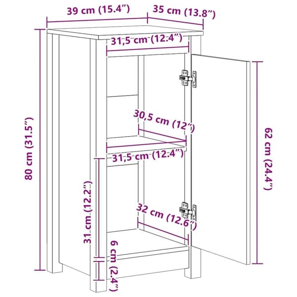 vidaXL skænke 2 stk. 40x35x80 cm massivt fyrretræ