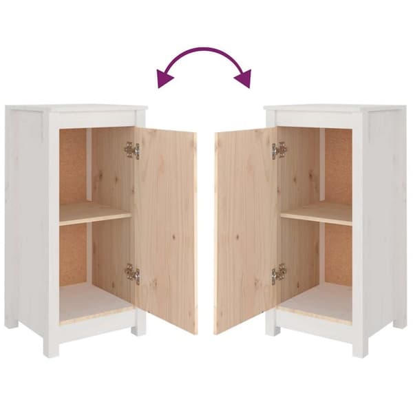 vidaXL skænke 2 stk. 40x35x80 cm massivt fyrretræ hvid