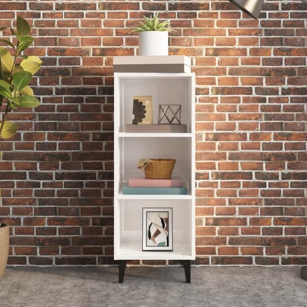 vidaXL skænk 34,5x32,5x90 cm konstrueret træ hvid højglans