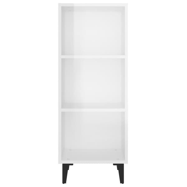 vidaXL skænk 34,5x32,5x90 cm konstrueret træ hvid højglans