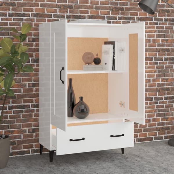 vidaXL skab 70x31x115 cm konstrueret træ hvid højglans