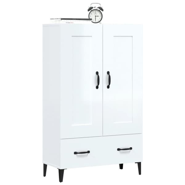 vidaXL skab 70x31x115 cm konstrueret træ hvid højglans