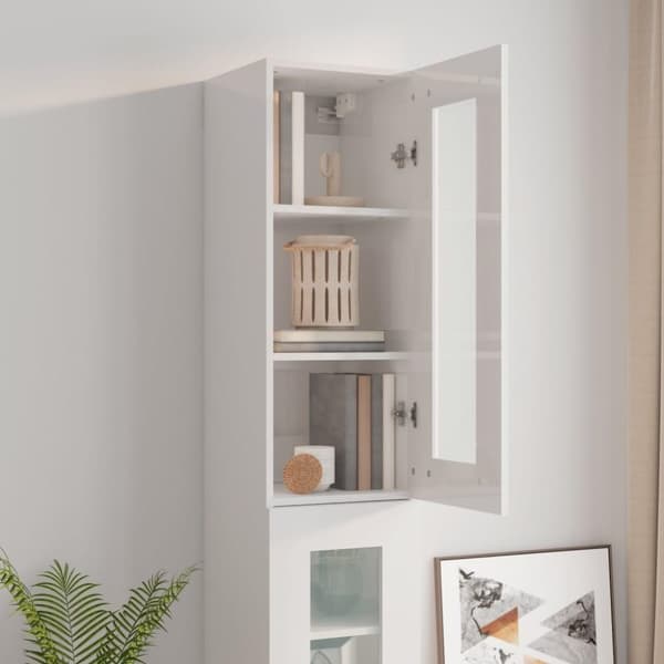 vidaXL vægskab 34,5x34x90 cm hvid højglans