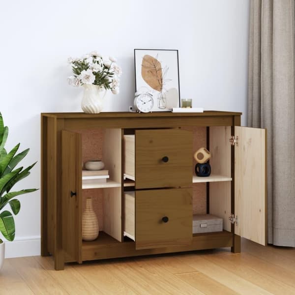 vidaXL Skjenk honningbrun 100x35x74 cm heltre furu