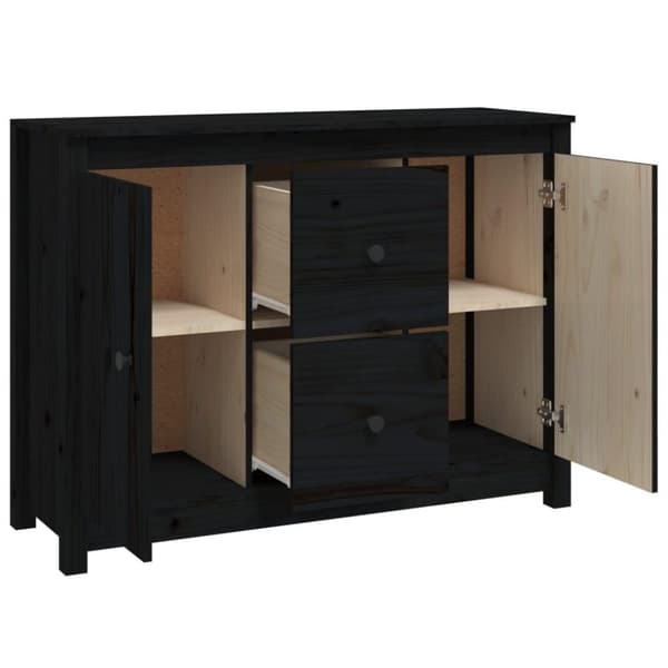 vidaXL Skjenk svart 100x35x74 cm heltre furu