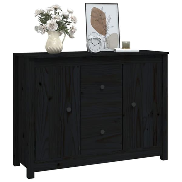 vidaXL Skjenk svart 100x35x74 cm heltre furu