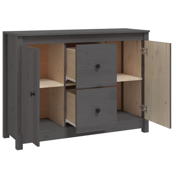 vidaXL Skjenk grå 100x35x74 cm heltre furu