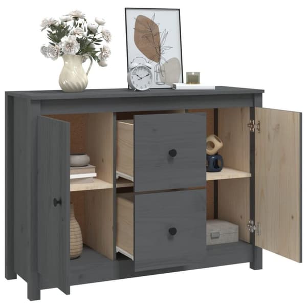 vidaXL Skjenk grå 100x35x74 cm heltre furu