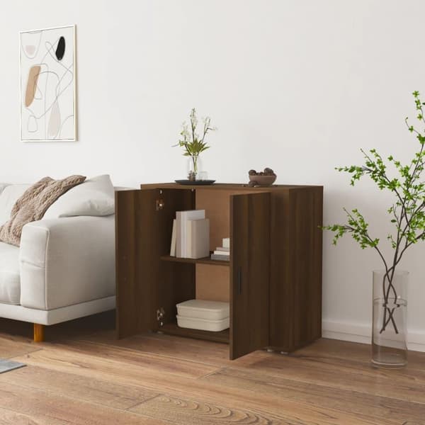 vidaXL Skjenk brun eik 80x33x70 cm konstruert tre