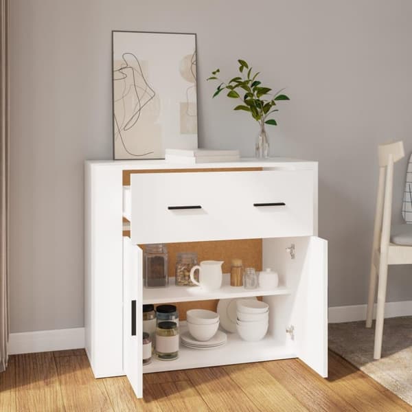 vidaXL Skjenk hvit 80x33x70 cm konstruert tre