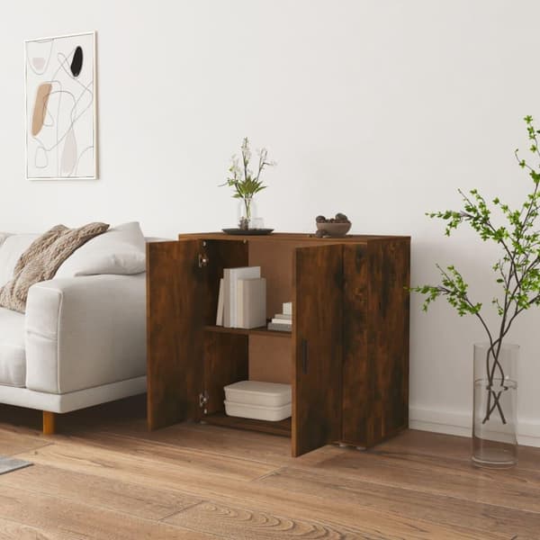 vidaXL Förvaringsskåp rökfärgad ek 80x33x70 cm konstruerat trä