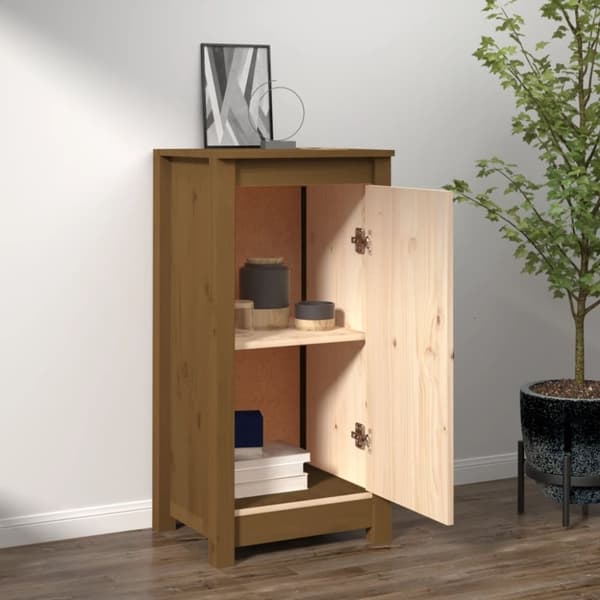 vidaXL skænk 40x35x80 cm massivt fyrretræ gyldenbrun