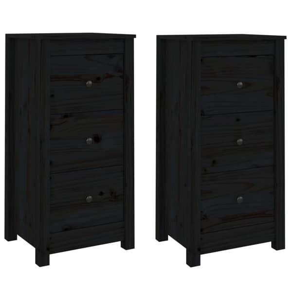 vidaXL skænke 2 stk. 40x35x80 cm massivt fyrretræ sort
