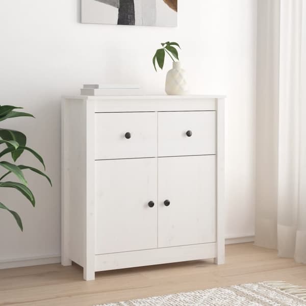 vidaXL skænk 70x35x80 cm massivt fyrretræ hvid