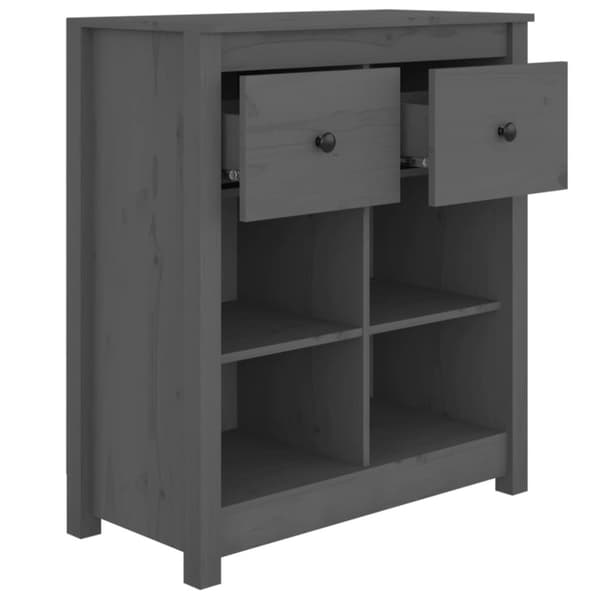 vidaXL skænk 70x35x80 cm massivt fyrretræ grå
