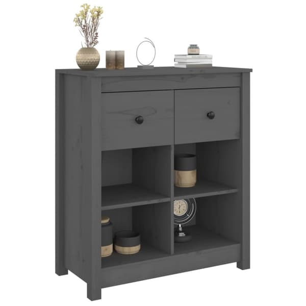 vidaXL skænk 70x35x80 cm massivt fyrretræ grå