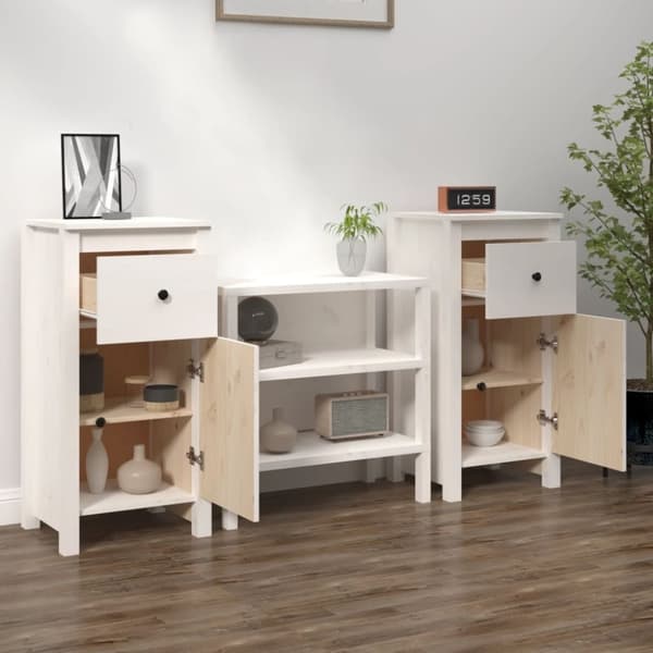 vidaXL skænke 2 stk. 40x35x80 cm massivt fyrretræ hvid