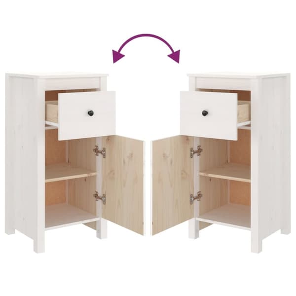 vidaXL skænke 2 stk. 40x35x80 cm massivt fyrretræ hvid