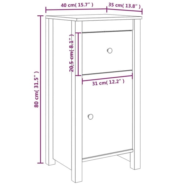 vidaXL skænke 2 stk. 40x35x80 cm massivt fyrretræ hvid