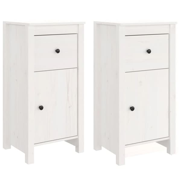vidaXL skænke 2 stk. 40x35x80 cm massivt fyrretræ hvid