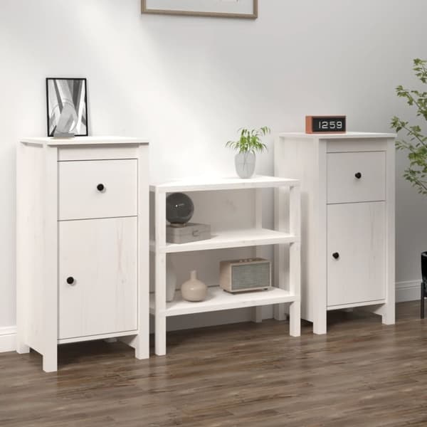 vidaXL skænke 2 stk. 40x35x80 cm massivt fyrretræ hvid