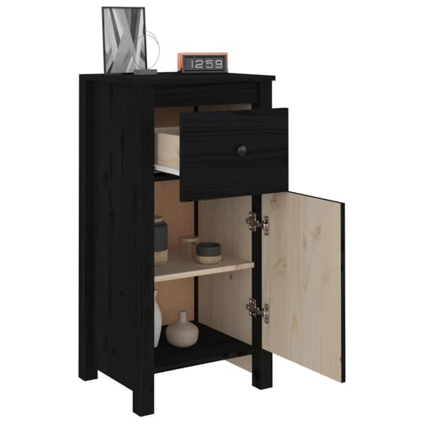 vidaXL skænke 2 stk. 40x35x80 cm massivt fyrretræ sort