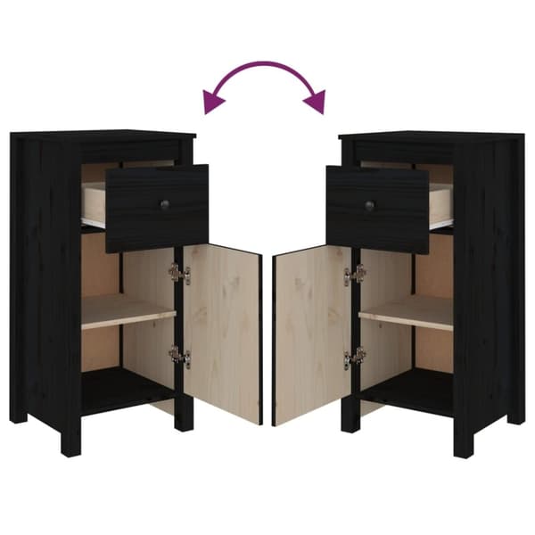 vidaXL skænke 2 stk. 40x35x80 cm massivt fyrretræ sort