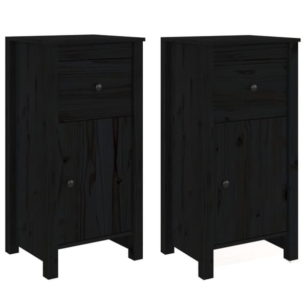 vidaXL skænke 2 stk. 40x35x80 cm massivt fyrretræ sort