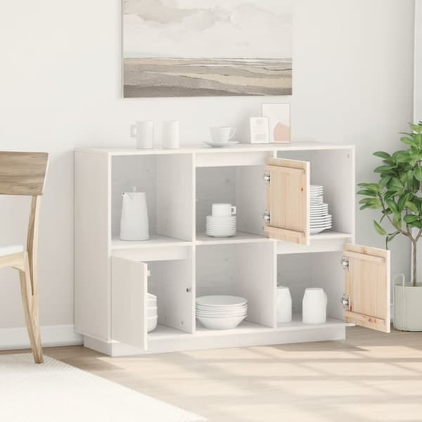 vidaXL Senkki valkoinen 110,5x35x80 cm täysi mänty