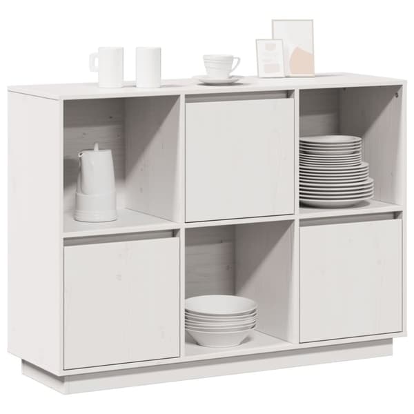 vidaXL Senkki valkoinen 110,5x35x80 cm täysi mänty