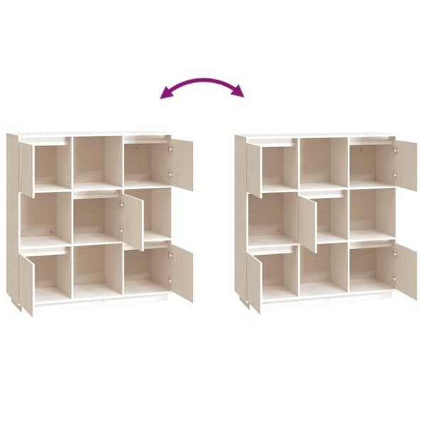 vidaXL højskab 110,5x35x117 cm massivt fyrretræ hvid