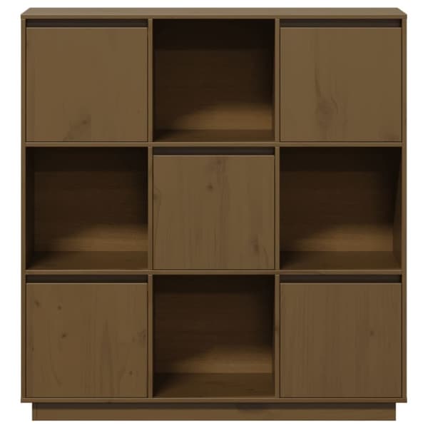 vidaXL højskab 110,5x35x117 cm massivt fyrretræ gyldenbrun