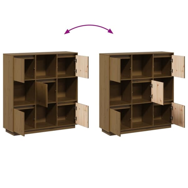 vidaXL højskab 110,5x35x117 cm massivt fyrretræ gyldenbrun