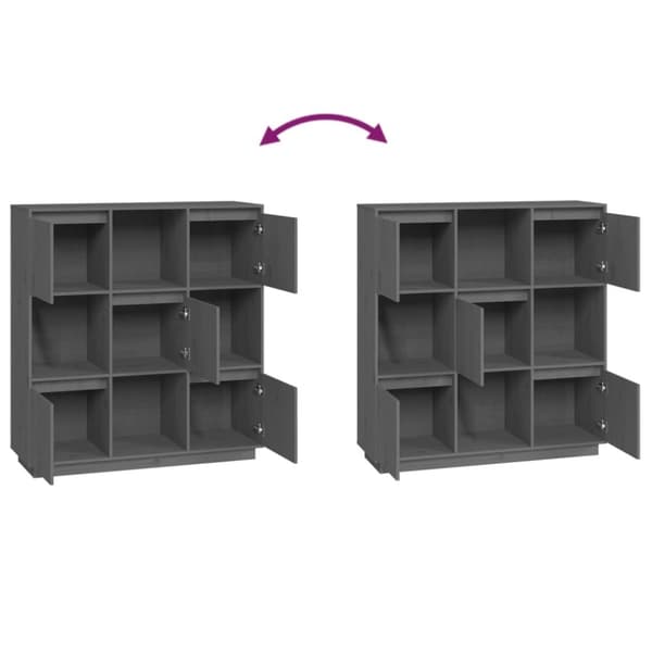 vidaXL højskab 110,5x35x117 cm massivt fyrretræ grå