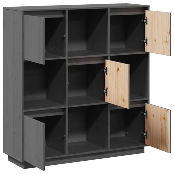 vidaXL højskab 110,5x35x117 cm massivt fyrretræ grå