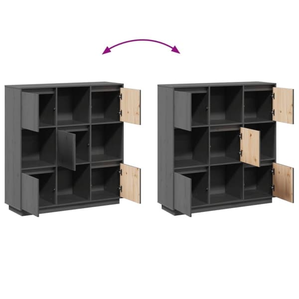 vidaXL højskab 110,5x35x117 cm massivt fyrretræ grå