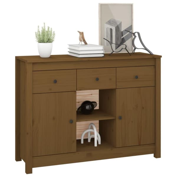 vidaXL skænk 100x35x74,5 cm massivt fyrretræ gyldenbrun