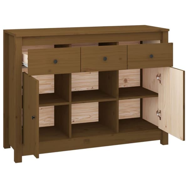 vidaXL skænk 100x35x74,5 cm massivt fyrretræ gyldenbrun