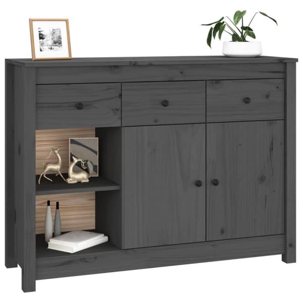 vidaXL skænk 100x35x74 cm massivt fyrretræ grå
