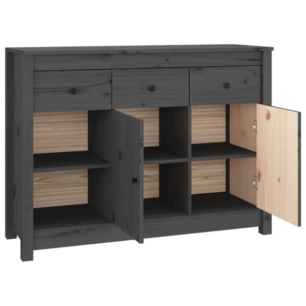 vidaXL skænk 100x35x74 cm massivt fyrretræ grå