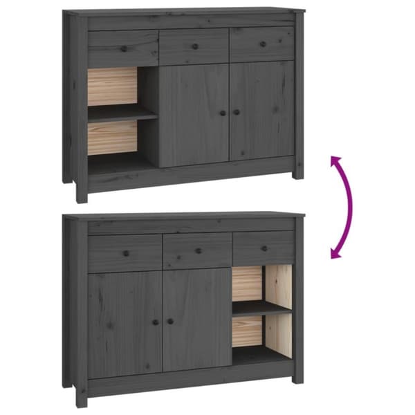 vidaXL skænk 100x35x74 cm massivt fyrretræ grå